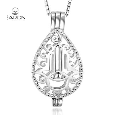 China FASHION Beads of Fatima S925 Sterling Silver Cage Pendant For Sharon Bulk Pearl Party Hamsa Hand for sale