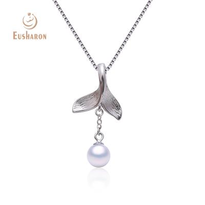 China FASHIONABLE Fish Tail International Standard 925 Sterling Silver Pearl Mount Pendant Small Silver Pearl Charm for sale