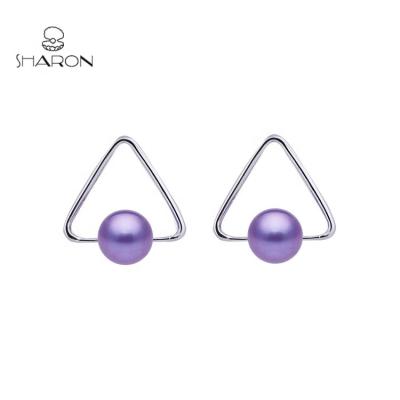 China ER0203CP Fashion Pearl Jewelry Earrings Sterling Silver Freshwater Pearl Earrings Silver Pearl Earring Set for sale