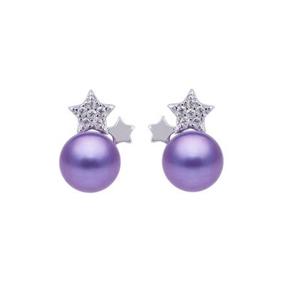 China FASHIONABLE Stud Earrings Women Sterling Silver Women Earrings Pearl Natural Pearl Jewelry Double Stars for sale