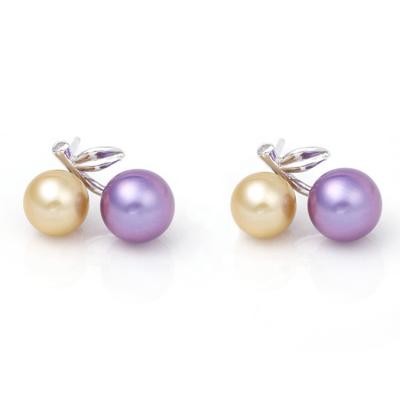 China Latest CLASSIC Pearl Fruit Design Pearl Earrings, Wholesale Girls Silver Cute Earrings for sale