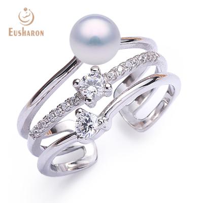 China Fashionable Silver Pearl Ring Mount Wide Pearl Moti Ring Design For Women for sale