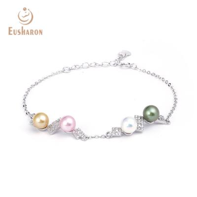 China Artificial Cubic Zirconia 925 Sterling Silver Pearl FASHIONABLE High Quality Square Hand Bracelet for sale