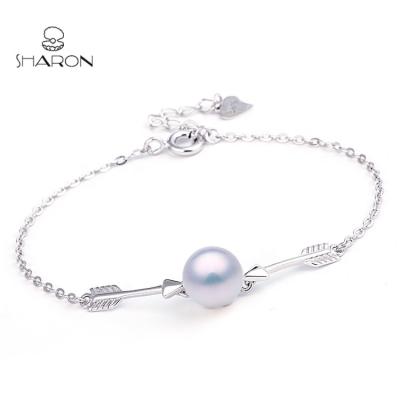 China CLASSIC Silver Freshwater Pearl Bracelet Lucky Charm Bracelet Arrow Sterling For Women for sale