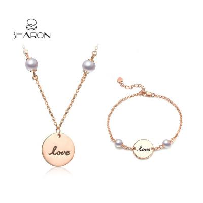 China Personality DIY Jewelry Valentine's Day Gift Love Charm Letter Love Set Jewelry, 925 Sterling Silver Pearl Jewelry Set for sale