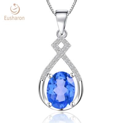 China Trendy Natural Royal Blue Topaz Pendant Jewelry S925 1.60ct Fashion Party Gift Jewelry GP0032 for sale