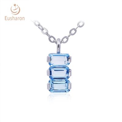 China Silver Plated S925 Jewelry 1.35ct Topaz Rectangle Gemstone Necklace Jewelry Natural Swiss Blue for sale