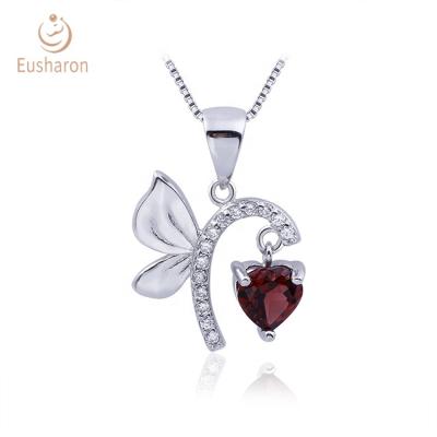 China Fashion S925 Party Gift Silver Natural Jewelry 0.7Ct Garnet Heart Shape Cheap Gemstone Pendant for sale