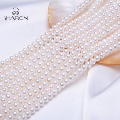 China Jewelry Making China 7-8mm Flat Round Loose Freshwater White Color Strand Of Pearl Pure For Women Necklace Jewelry for sale