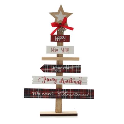 China For Wooden Desktop Decoration Small Office Christamas DIY Ornaments Scene MINI English Christmas Tree Arbol De Navidads for sale