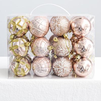 China 2020 Environmental Friendly African Christmas Decorations Ornaments 6cm Christmas Ball 24pcs Painted Glossy Plastic Ball for sale