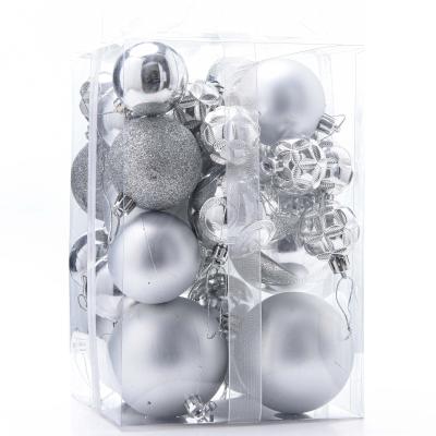 China New Product Environmentally Friendly Christmas Decoration Popular Gift 30pcs PVC Christmas Balls Silver Set for sale