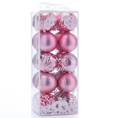 China Colorful Set of Novelty Christmas Gift Ornaments New Products Christmast Ornament Christmas Tree Plastic Pink Balls Decoration for sale