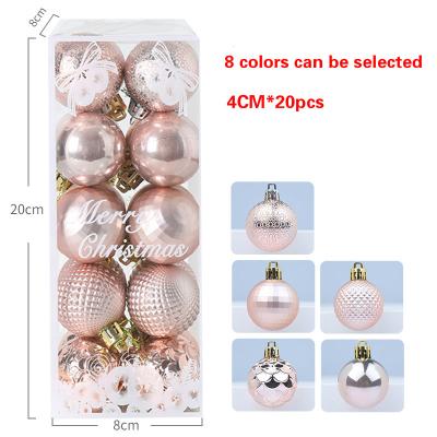 China 20pcs Environmental Friendly Christmas Ball Ornaments Shatterproof Christmas Tree 4cm Decoration Ball Set For Christmas Hanging Ornaments for sale