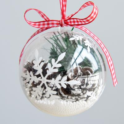 China Environmental Friendly Hanging Clear Christmas Tree Decoration Ball Ornaments Transparent Creative Plastic Ribbon Bow Festival Home Decoration for sale