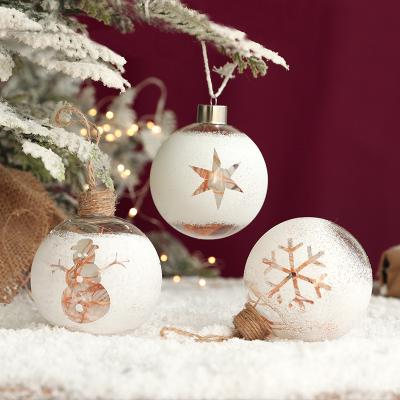 China 8cm Various Patterns White Christmas Tree Ornaments Christmas Decoration Environmental Friendly Wholesale Hanging Glass Balls for sale