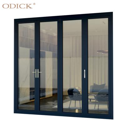 China Modern Big Bi Folding Door Corner Swing Double Double Insulated Multi Triple Insulated Aluminum Alloy Panels Glass Door for sale