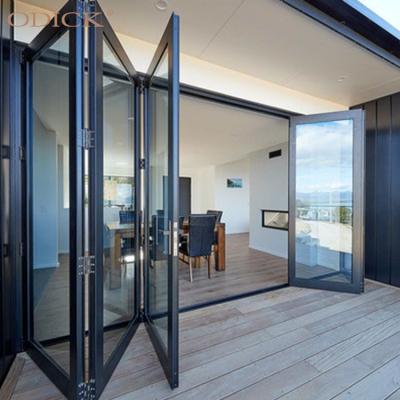 China Modern folding door Australian aluminum glazed double thermal insulation winter garden style aluminum door for sale