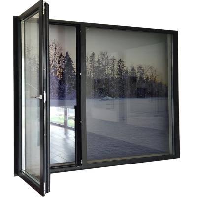 China Modern Interior Exterior Aluminum Alloy Tilt Tower Hinged Door Coupled With Window Fixed Swing Door for sale