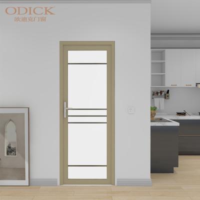 China Modern Simple Kitchen Bathroom Bedroom Swing Door Aluminum Frame Tempered Gloss Door for sale