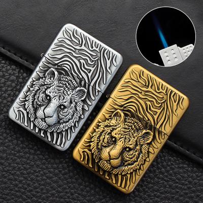 China Wholesale CLASSIC Direct Injection Windproof Creative Single Flame Lighter Inflatable Metal Lighter Craft Relief ZD-929 for sale