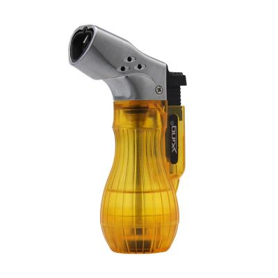 China CLASSIC Creative Inflatable Windproof Lighter Direct Outdoor Ignition Three Flame Plastic Lighter Igniter for sale