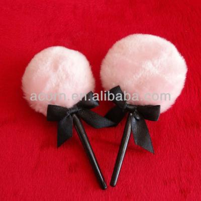 China Luxurious Plush Plush Puff With Handle And Lollipop Puff With Fluorescent Powder for sale