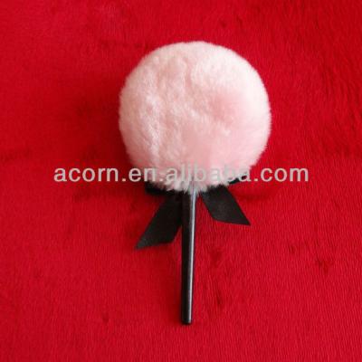 China Luxurious plush plush puff with glitter handle and lollipop puff for sale