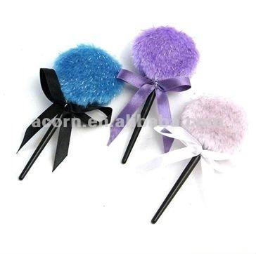 China Luxurious Plush Puff Breath With Handle, Glitter Puff for sale