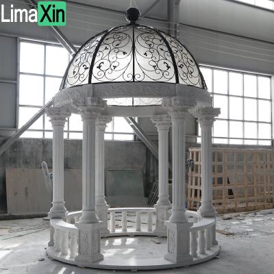 China European Customized Whole Stone Pavilion Price Stone Gazebo Sale Brand New Hand Carved White Marble Gazebo for sale