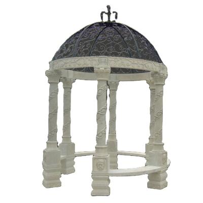 China European factory direct luxury white marble gazebo hand carved stone pavilion gazebo classic marble pergola for sale