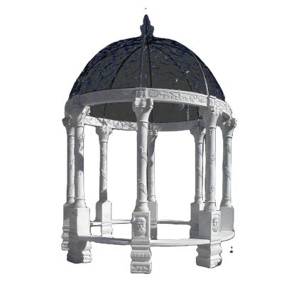 China European Customized Outdoor Marble Gazebo Garden Gazebo Stone Decorative Marble Pergola Gazebo for sale