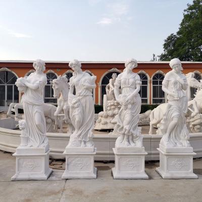 China EUROPEAN decorative life size marble sculpture white stone in garden four seasons angel marble statue for sale for sale