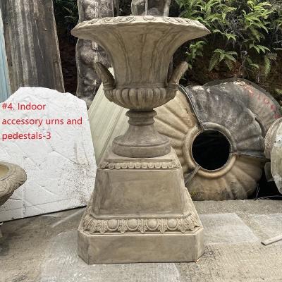 China Contemporary Classic Stone Garden Urn Fiber Planters Sandstone Design Artificial Synthetic Stone Planter for sale