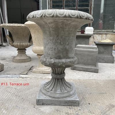 China Stone Garden Planter Urn Cast Iron Hotel Stone Vases Contemporary Decorative Stone Cast Iron Planter Beautiful for sale