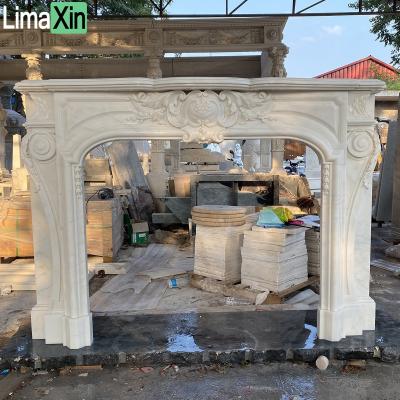 China Classic Customized High End White Marble Statue Fireplace Fireplace Price Cheap Fireplace Mantel Marble for sale