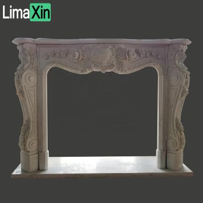 China Classic Customized Style White Marble Mantel Living Room Marble Fireplace Mantel for sale