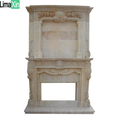 China Factory direct sale price double layer marble fireplace classic cheap double marble fireplace for sale