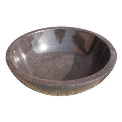 China European Hot Selling Marble Vanity Sink Round Vessel Sink Marble Flower Carved Free Stone Sink for sale