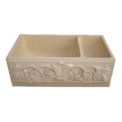 China Bathroom Sink European Marble Flower Carved Marble Sink Rectangular Flower Carved Antique Marble Sink for sale