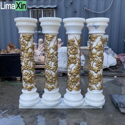 China Solid Marble Pillars Entrance Customized Wedding Pedestal Column Roman Small Pillar Marble Column for sale