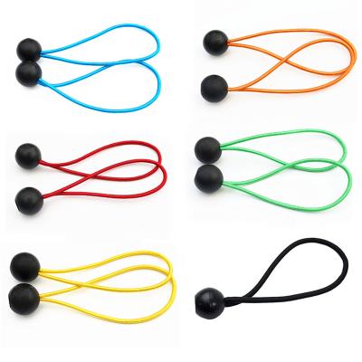 China Durable Black Loop Braided Plastic Ends Bulk Rubber Ball Bungee Cord With Elastic String for sale