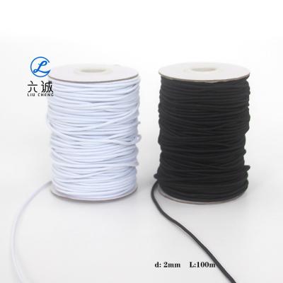 China Liucheng 2mm Polyester Braided Stretch Rope Colorful White Black Colored Round Elastic Rope Stretch Ties Webbing Twine for sale