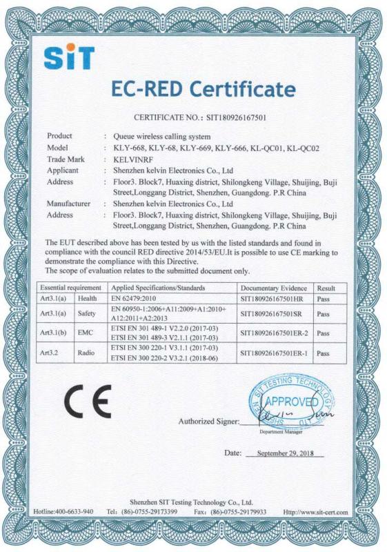 CE - Shenzhen Kelvin Electronics Co., Ltd.