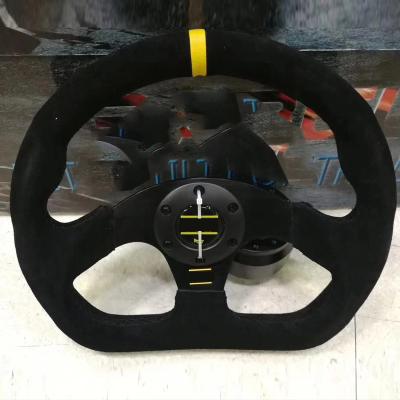 China Sports 13 Inch 320mm Game Steering Wheel Car Modified D Shape Sweden Racing With Yellow Stitching Flat Drift Racing Steering Wheel for sale