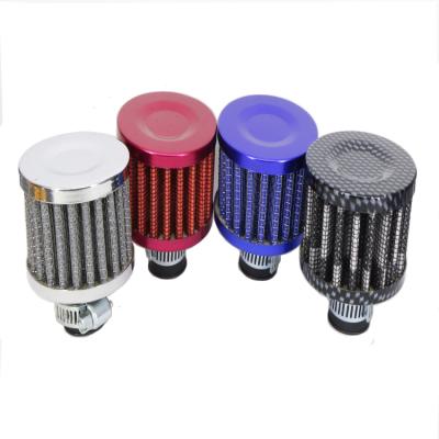 China Universal Aluminum and Cloth Car Air Filter 12mm 25mm For Motorcycle High Coverage Mini Breather Filters Duct Crankcase Cold Air Intake Flow for sale