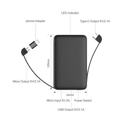 China Double Workbench In Cable Power Bank Double Workbench Mini Workbench High Quality 5000mah Charging Mini Cable Power Bank for sale