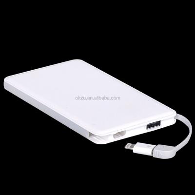 China Built in cable OEM usb charger power bank 5000mah mobile charger with built in cable for sale