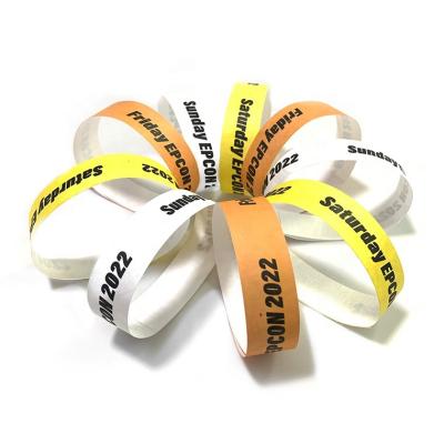 China Disposable Eco-Friendly Waterproof One Time Use Wristband Bands Custom Tyvek Paper Wristband Wristbands For Events for sale