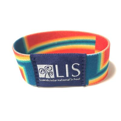 China Cheap Retail Custom Logo Party Fabric Wristband Personalized Printed Event Elastic Wristband for sale